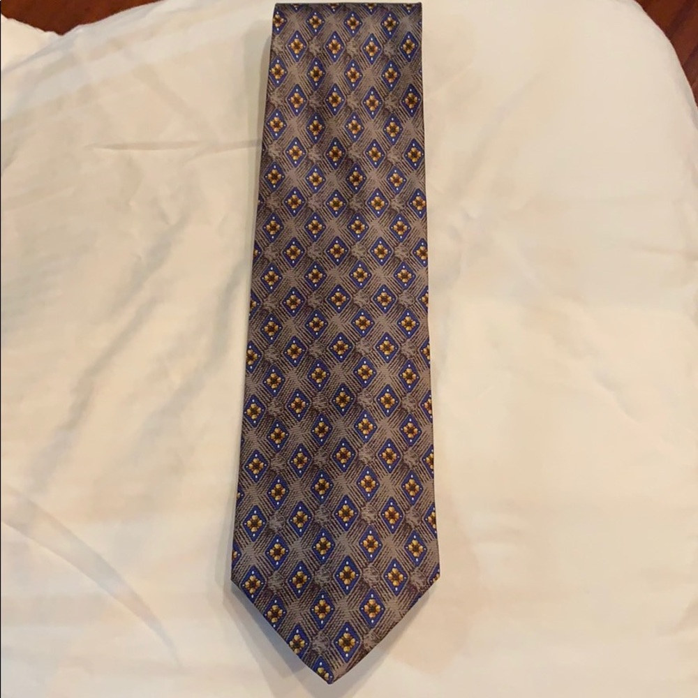 Valentino tie. Worn once. Grey/blue/yellow.